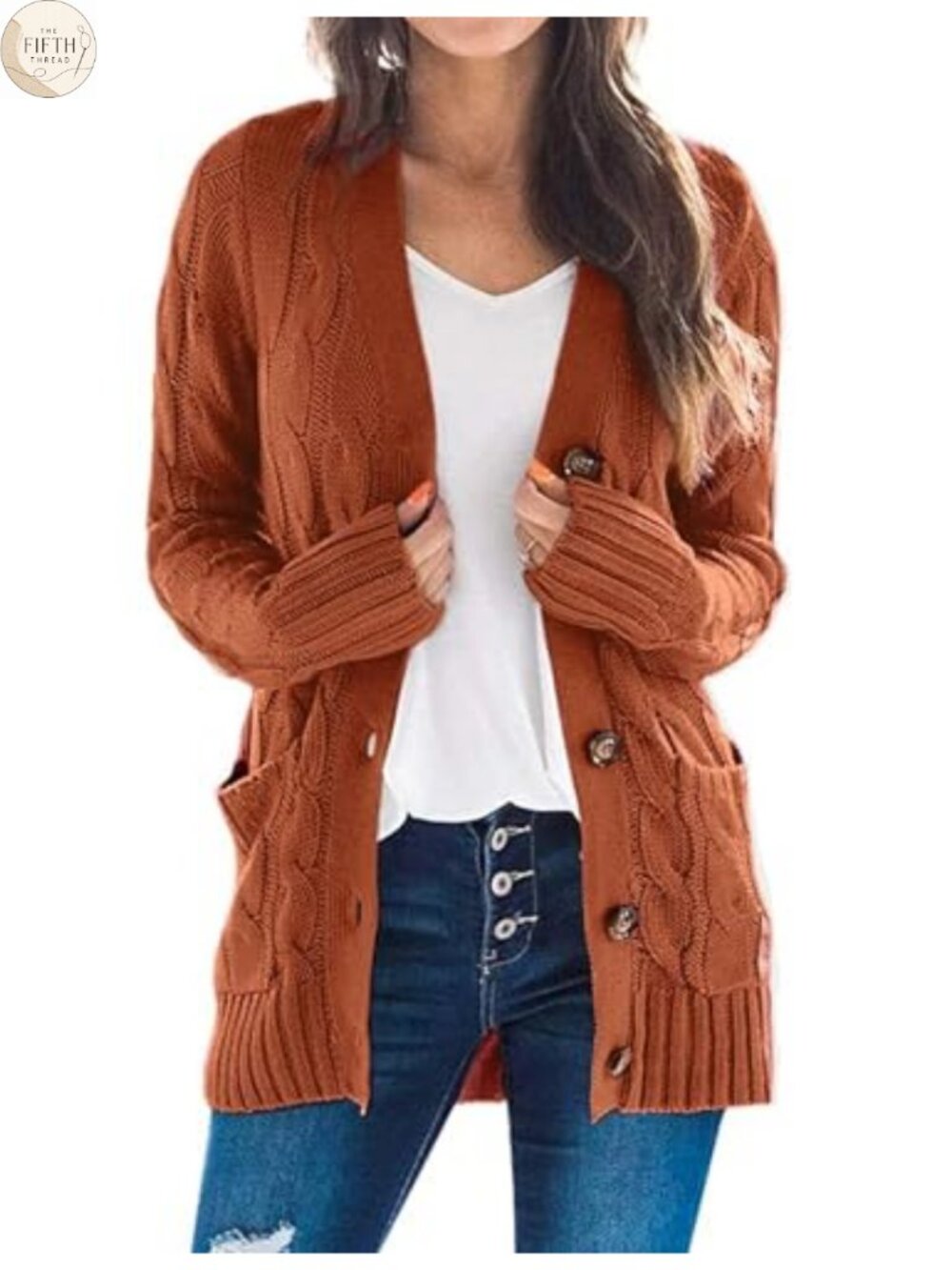 Long Sleeve Button Down Open Front Cable Knit Cardigan Sweater